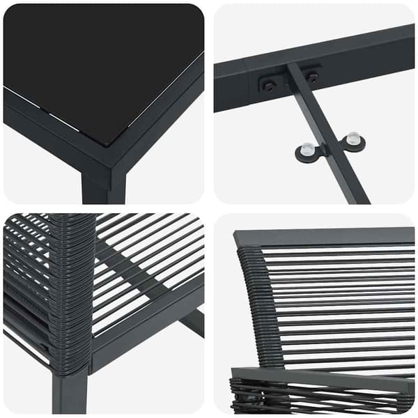 vidaXL Trädgårdsmöbelset 9 pcs Svart Pulverlackerat stål