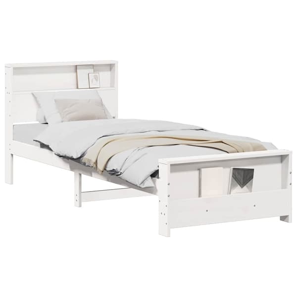 vidaXL Sengestamme med hodegjerde Hvit 75 x 190 cm Konstruert tre