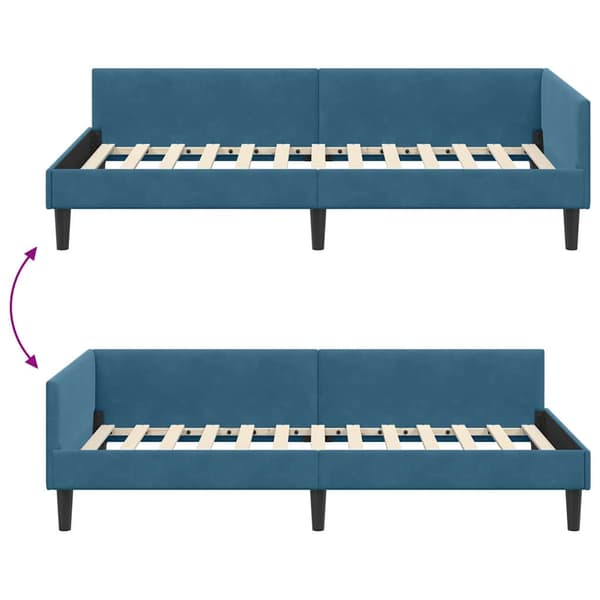 vidaXL Sängram Blå 100 x 200 cm Sammet och konstruerat trä