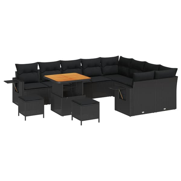 vidaXL Trädgårdsoffset 12 pcs Svart konstrotting