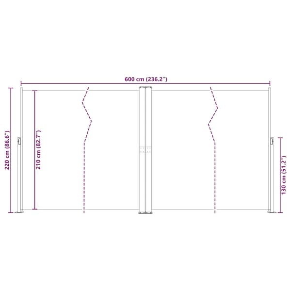 vidaXL Uttrekkbar sidemarkise 200x600 cm blå