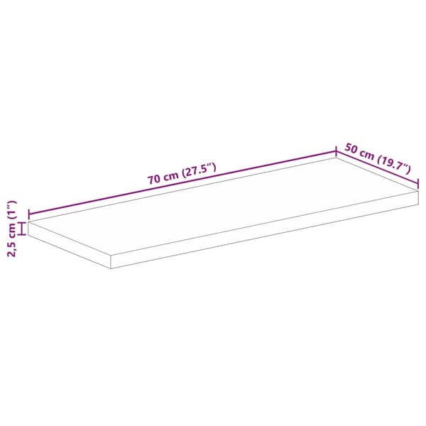 vidaXL Bordsskiva 70x50x2,5 cm rektangulär massivt återvunnet trä