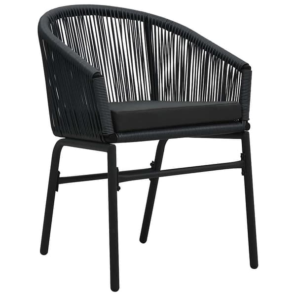 vidaXL Trädgårdsmöbelset 9 pcs Svart Pulverlackerat stål