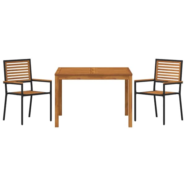 vidaXL Hage Spisegruppe 3 pcs Svart Solid akasietre