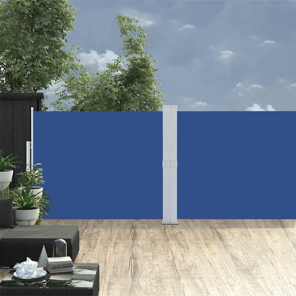 vidaXL Infällbar sidomarkis 140x1200 cm blå
