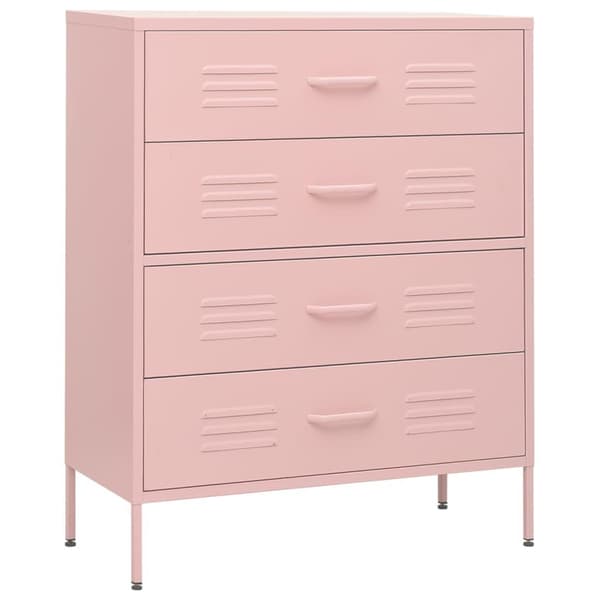 vidaXL Kommode rosa 80x35x101,5 cm stål