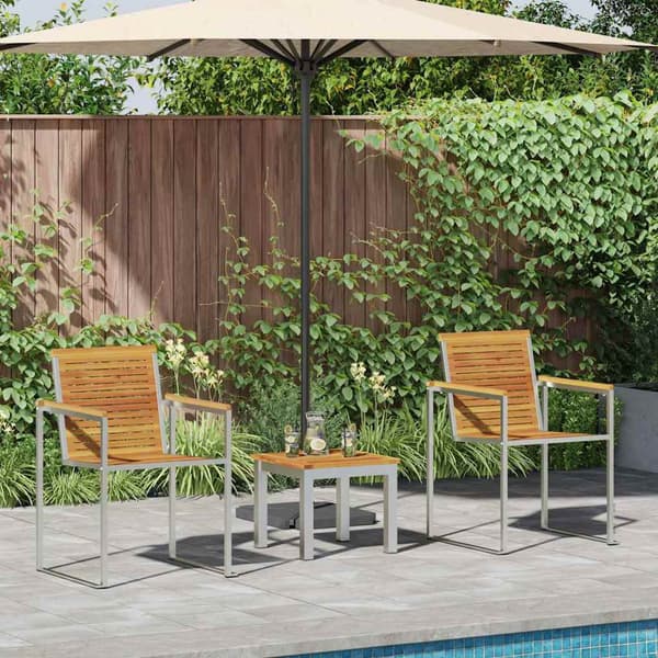 vidaXL Solstol 3 pcs Brun Solid akasietre