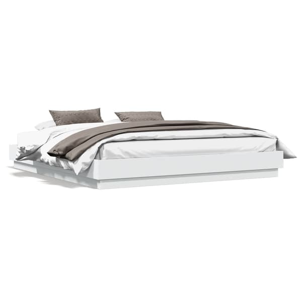 vidaXL Sengeramme med LED-lys hvit 200x200 cm