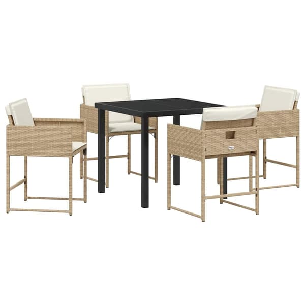 vidaXL Hage Spisegruppe 5 pcs Beige polyrotting