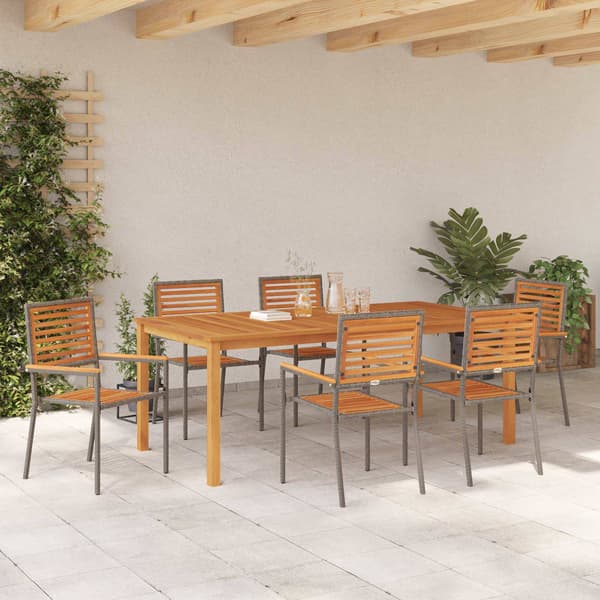 vidaXL Trädgårdsmöbelset 7 pcs Grå Massivt Akaciaträ