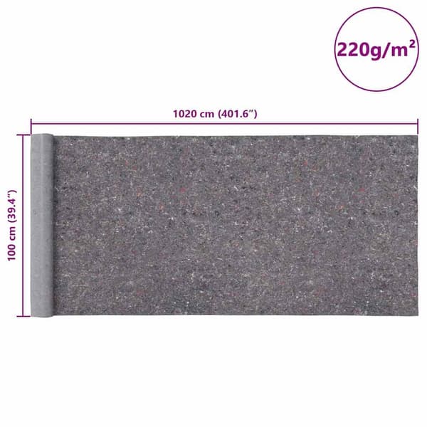 vidaXL Halkfri målarfleece 1020 cm 220 g/m² grå