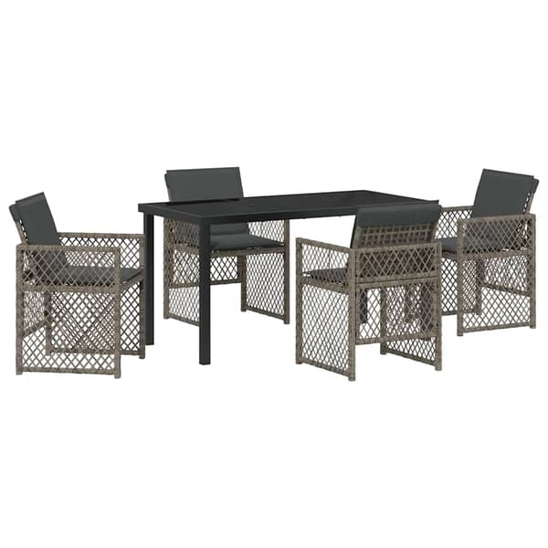 vidaXL Hage Spisegruppe 5 pcs Grå polyrotting