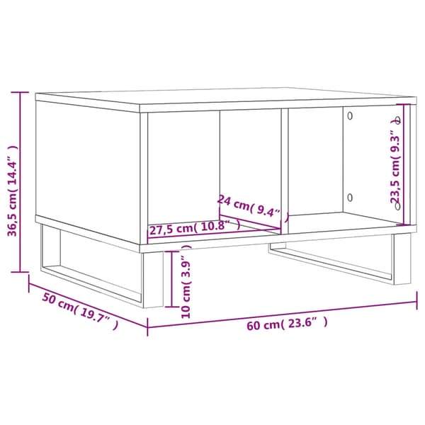 vidaXL Soffbord vit 60x50x36,5 cm konstruerat trä