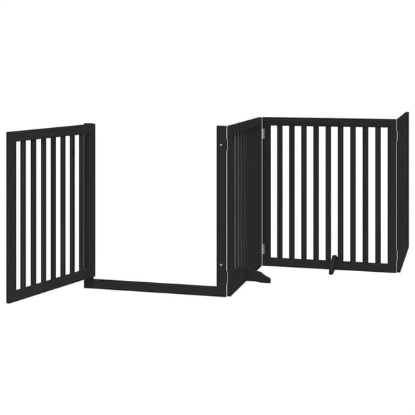 vidaXL Hundeport sammenleggbar 4 paneler svart 320 cm poppeltre