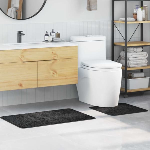 vidaXL Badmatta 2 pcs Mörkgrå 50 x 50 cm Polypropylen