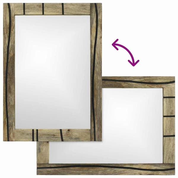 vidaXL Baderomsspeil Brun 70 x 50 x 2,5 cm Glass og solid mango tre