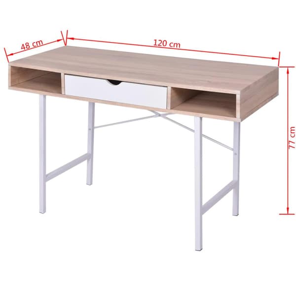 vidaXL Skrivebord med 1 skuff eik og hvit