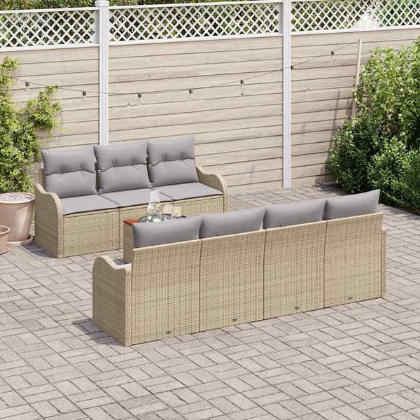 vidaXL Utesoffa Set 8 delar Beige Polyrotting