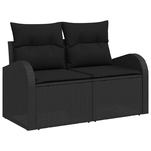 vidaXL Soffgrupp 9 delar Svart polyrotting