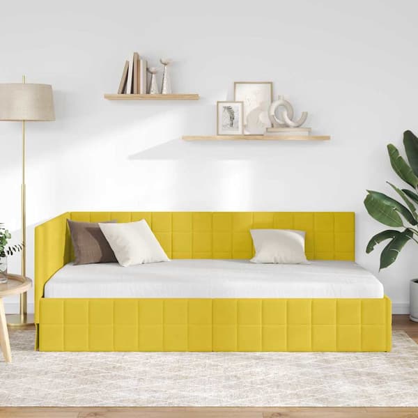 vidaXL Hörnssängram Gul 100 x 200 cm Sammet