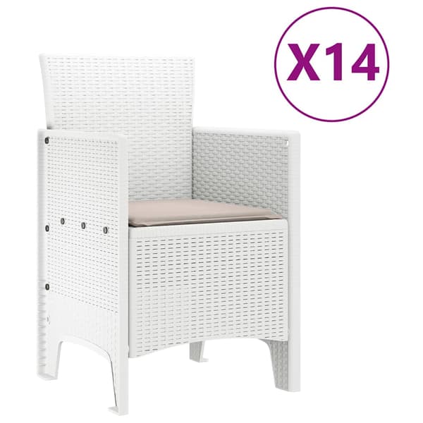 vidaXL Trädgårdsmöbelset 15 pcs Vit Polt rotting