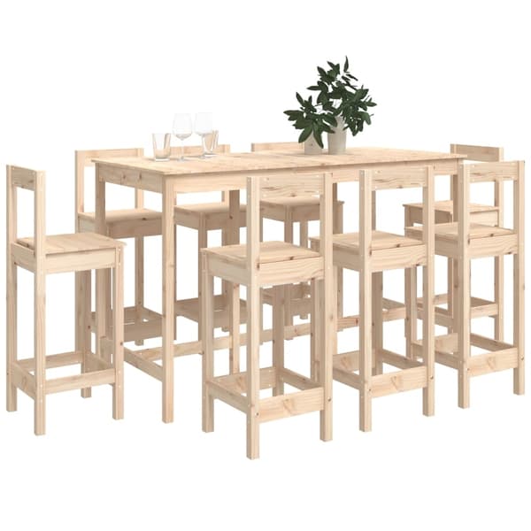 vidaXL Barsett 9 deler heltre furu