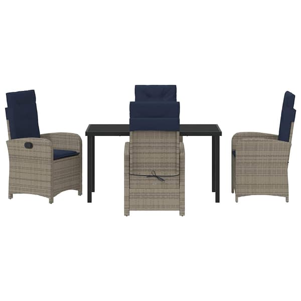 vidaXL Hage Spisegruppe med pute 5 pcs Grå polyrotting
