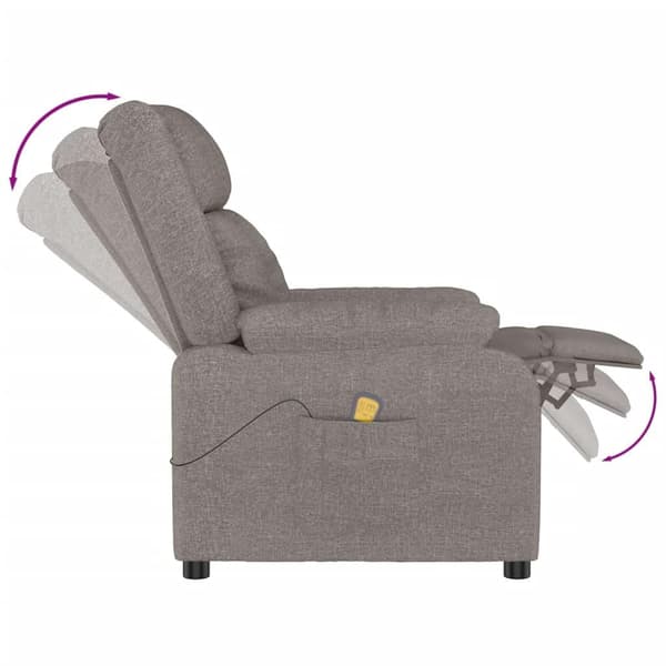 vidaXL Massagefåtölj taupe tyg