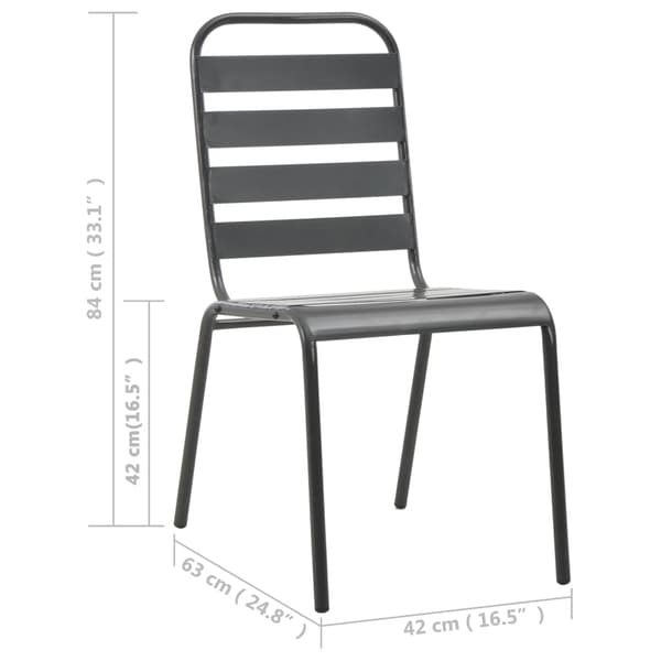 vidaXL Utestolar 4 st ribbad design stål mörkgrå