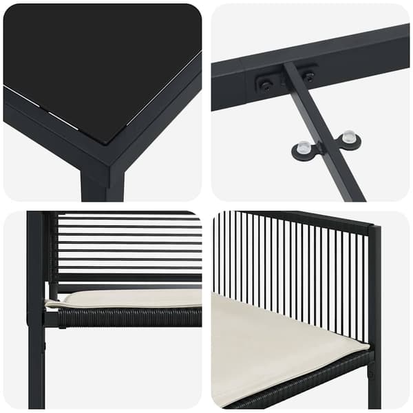 vidaXL Trädgårdsmöbelset 9 pcs Svart Pulverlackerat stål