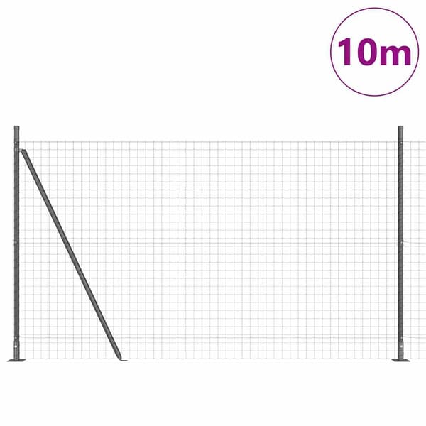 vidaXL Gjerde med stolpe Grå 1,6 x 10 m Stål og PVC