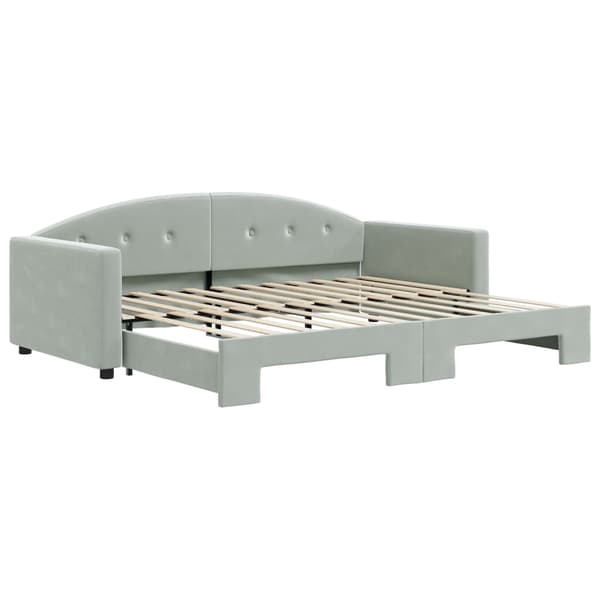 vidaXL Dagbädd utdragbar ljusgrå 90x200 cm sammet