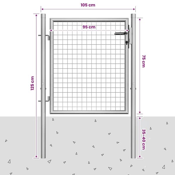 vidaXL Hageport galvanisert stål 105x75 cm sølvfarget