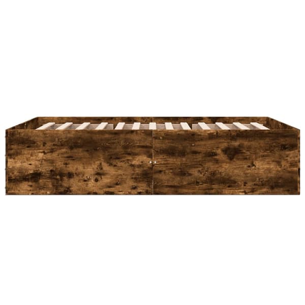 vidaXL Sengeramme røkt eik 135x190 cm konstruert tre