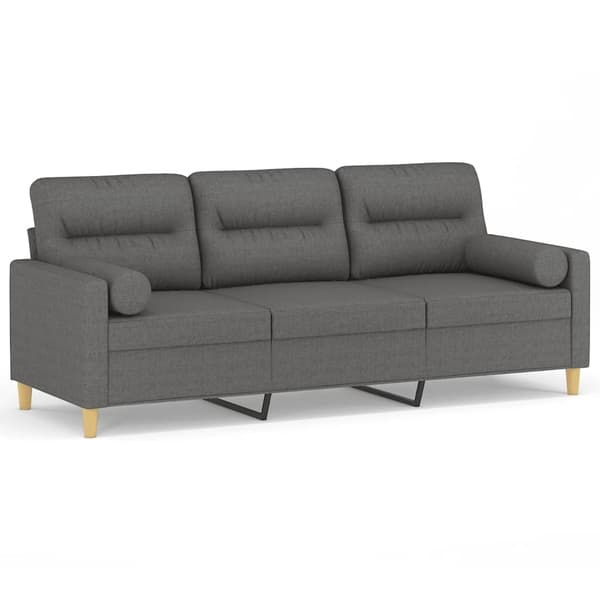 vidaXL 3-sits soffa med prydnadskuddar mörkgrå 180 cm tyg