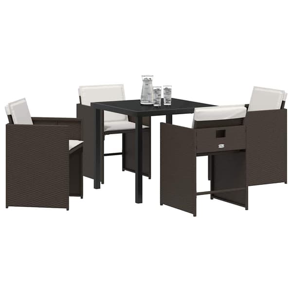 vidaXL Hage Spisegruppe 5 pcs Brun polyrotting