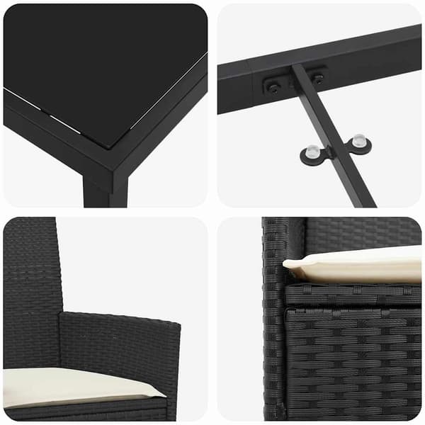 vidaXL Trädgårdsmöbelset 5 pcs Svart konstrotting