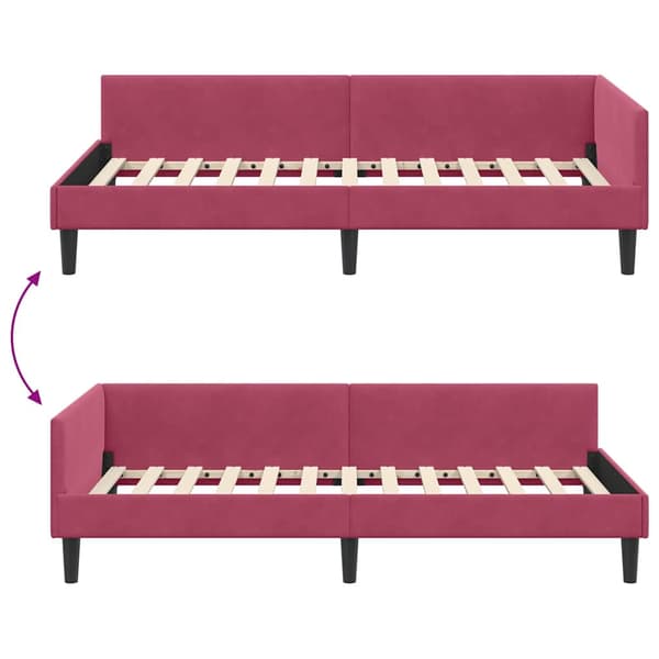 vidaXL Hörnssängram Vinröd 100 x 200 cm Sammet