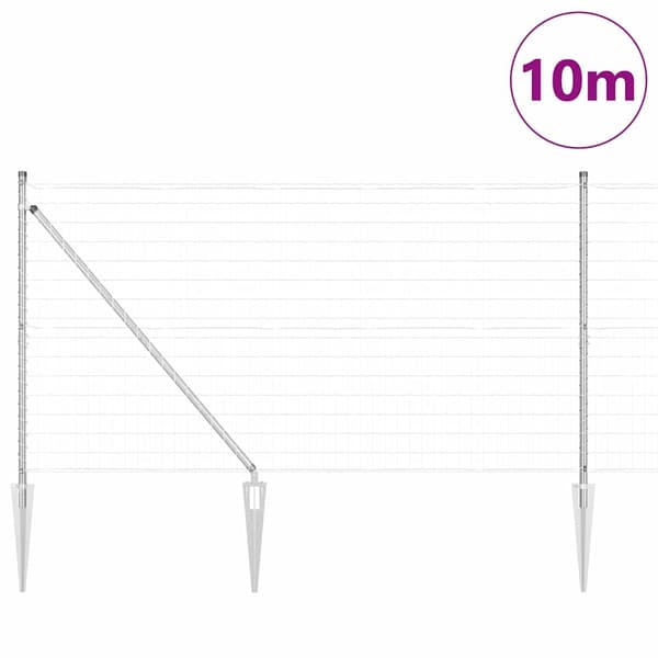vidaXL Stängsel med stolpe Silver 1,2 x 10 m Stål