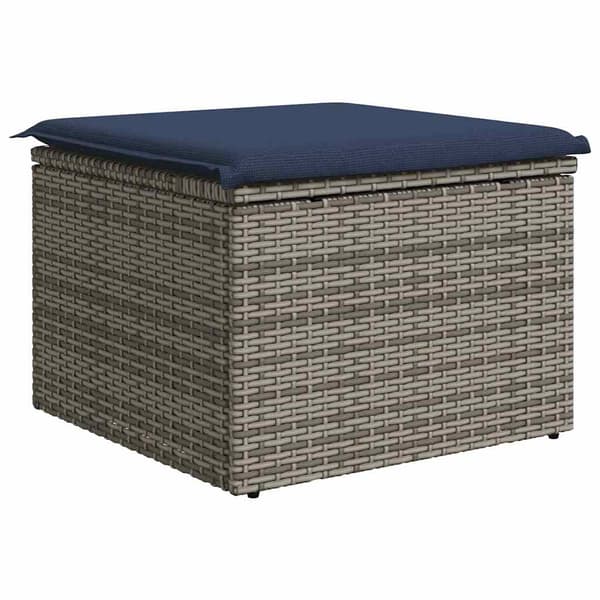 vidaXL Trädgårdspall med dyna grå 55x55x37 cm konstrotting