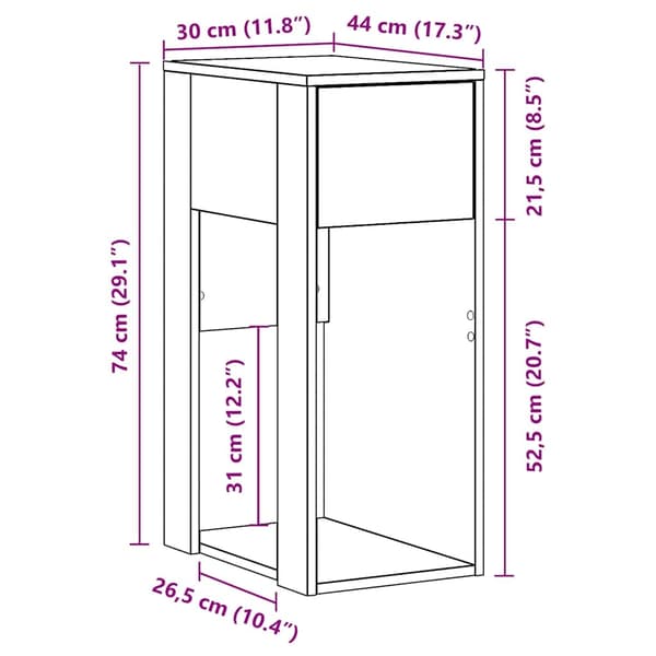 vidaXL Datorstativ med låda ek 30x44x74 cm