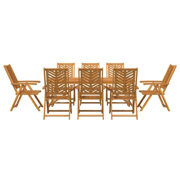 vidaXL Hage Spisegruppe 9 pcs Brun Solid akasietre