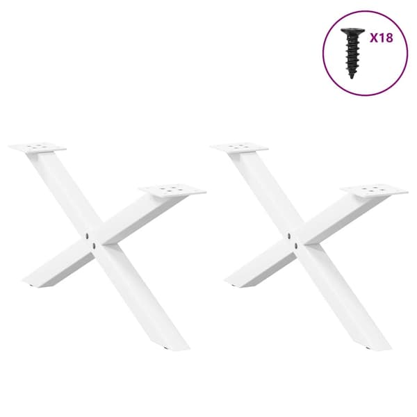 vidaXL Soffbordsben X-formade 2 st vit 70x(30-31) cm stål