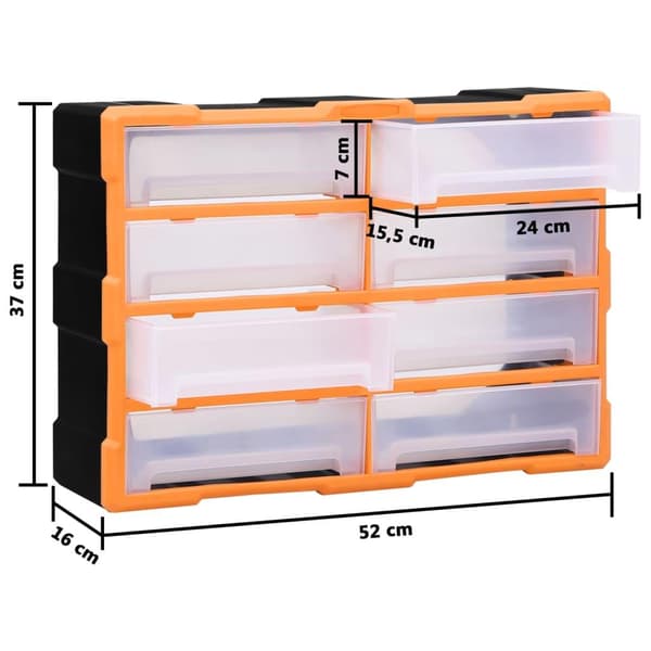 vidaXL Sortimentskap med 8 store skuffer 52x16x37 cm