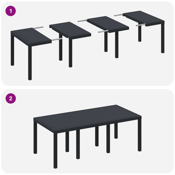 vidaXL Trädgårdsmöbelset 9 pcs Antracit Polypropylen