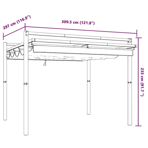 vidaXL Markise Hvit 3,5 x 2,5 m Metall