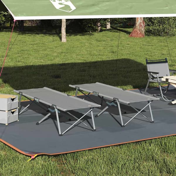 vidaXL Fällbar Camping Säng 2 pcs Grå 194 x 62,5 x 42,5 cm