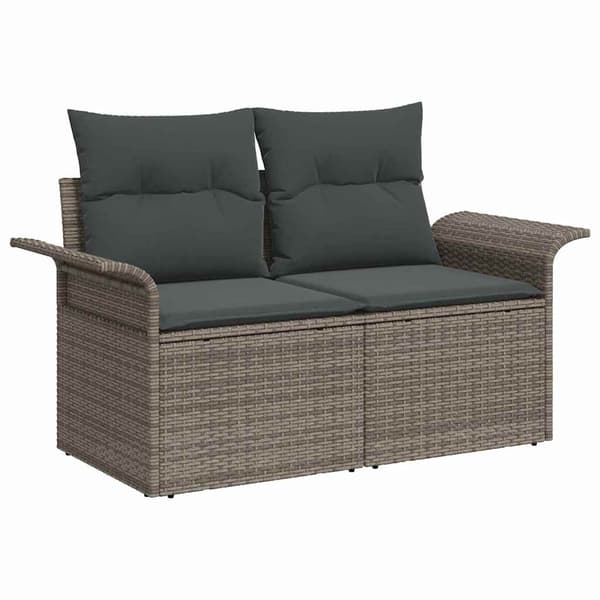 vidaXL Trädgårdsoffset med lagring 7 pcs Grå Poly rattan
