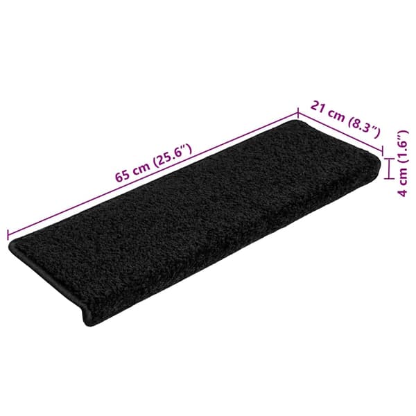 vidaXL Trappematter 20 stk 65x21x4 cm svart rektangulær kant