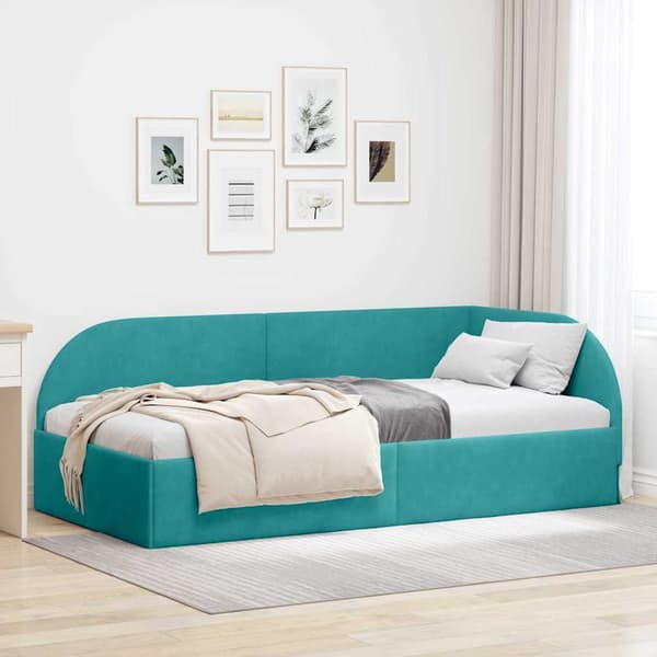 vidaXL Hörnssängram Turkos 90 x 190 cm Sammet